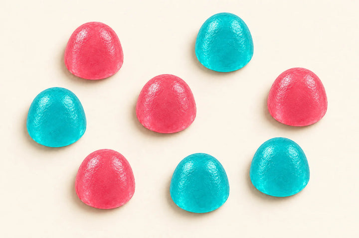 Gomitas de creatina Fills Watermelon y Blueberry, fondo crema