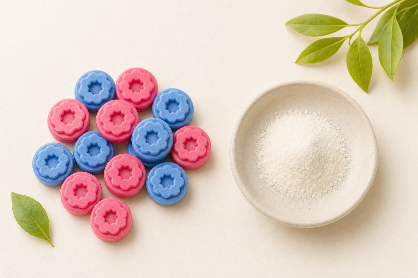 Gomitas de creatina Fills junto a un plato con colágeno en polvo, complementarios no rivales